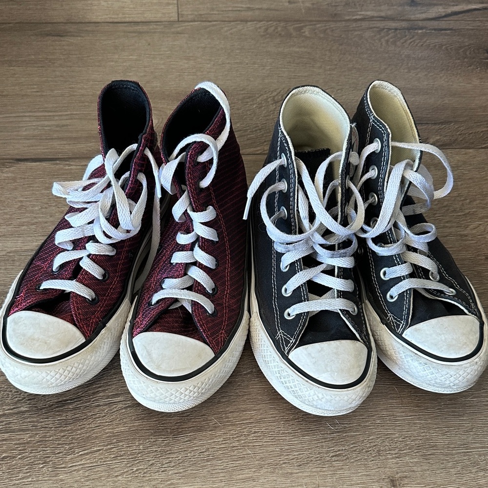 Kids High-Top Platform Converse - Black and Maroon